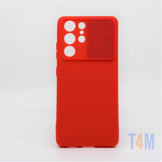 CAPA DE SILICONE COM PROTEÇÃO DE CÂMERA PARA SAMSUNG GALAXY S21 PLUS ULTRA VERMELHO